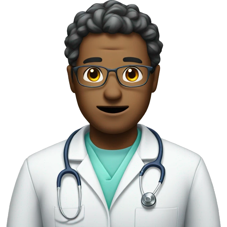  a doctor wearing only a scrub with a silly face expression emoji