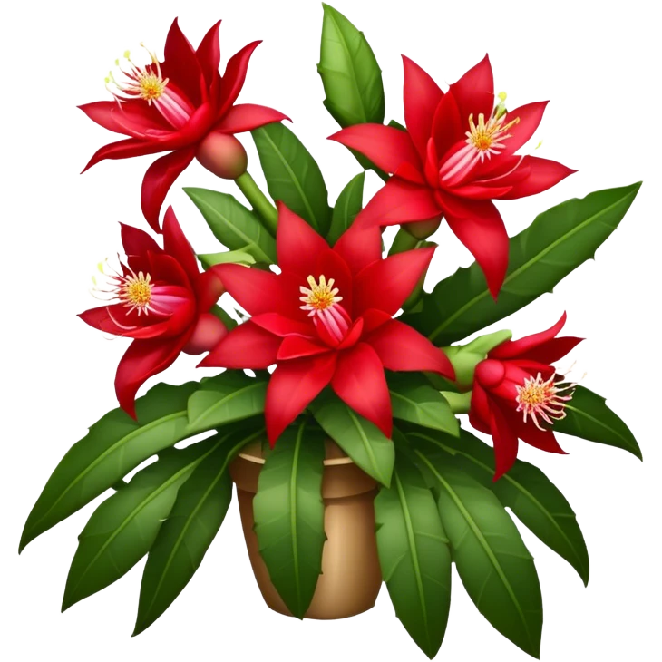 big bouquet Red Epiphyllum, luxuriant, stem, leaf emoji
