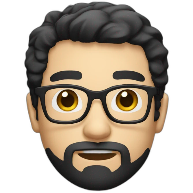 short beard man glasses nerd pixel with black hair and short head hair emoji