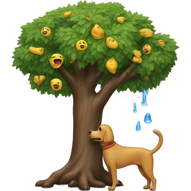 Tree releases sap onto dog.  emoji