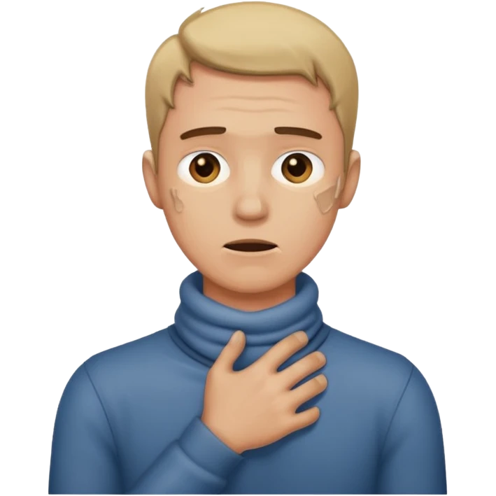 Guy holding his neck like chocking emoji