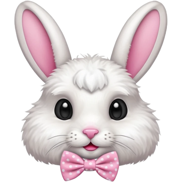 Fluffy rabbit with polka-dot pink bow tie emoji