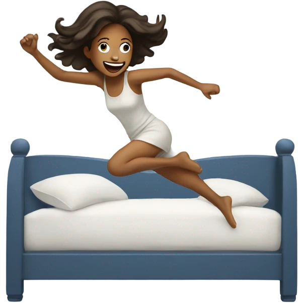 Woman jumping into bed emoji