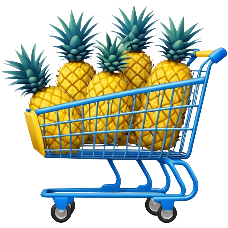 blue shopping cart with pineapples emoji
