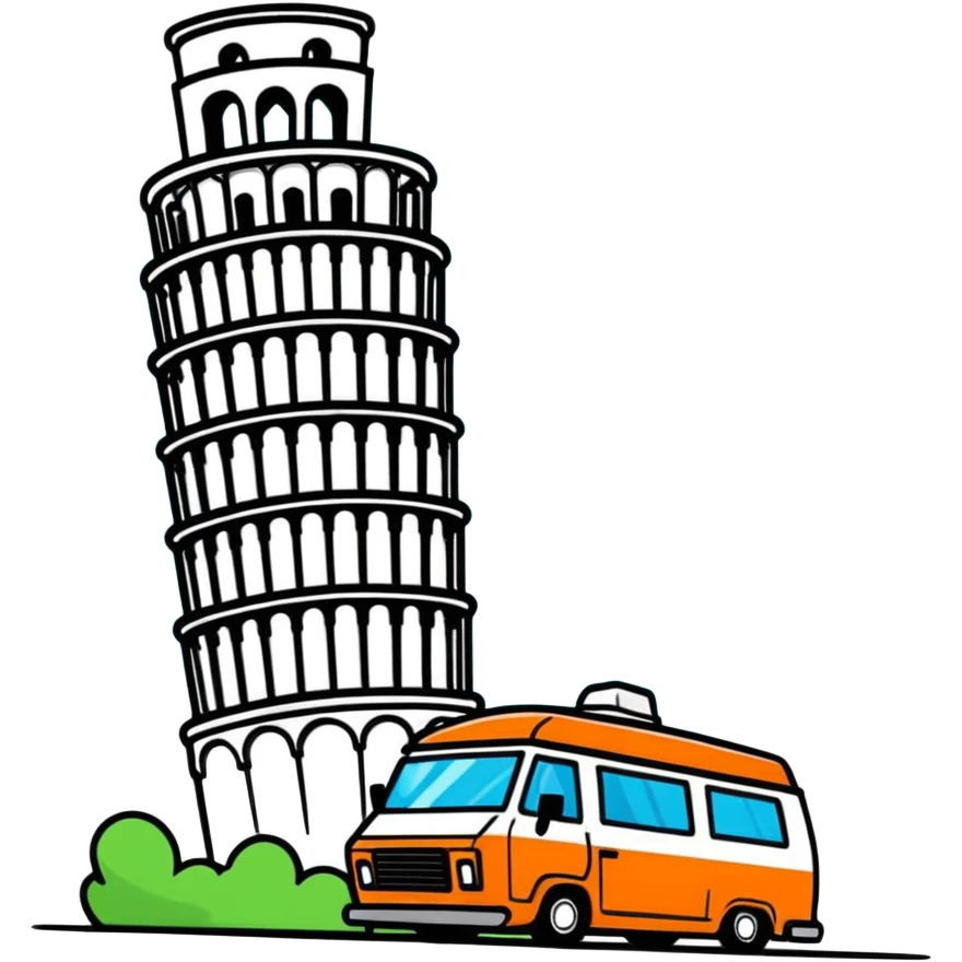 White van crashing into Pisa tower emoji