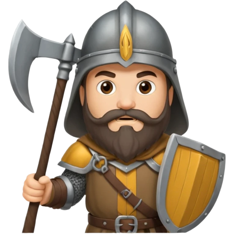 gimli lord of the rings with dark brown beard holding ax and a gray metal helmet emoji