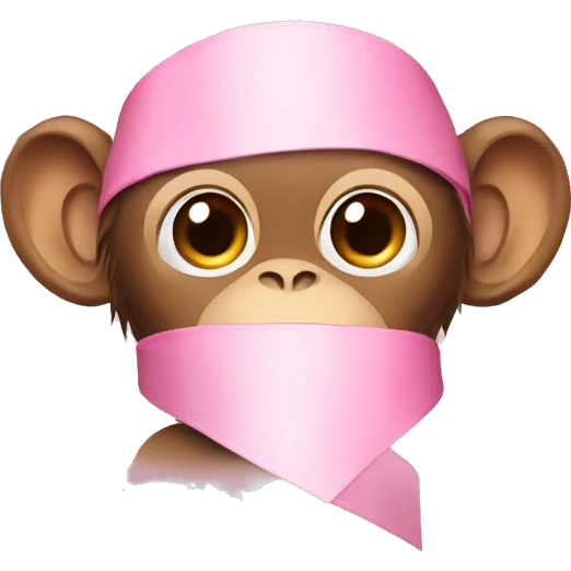 monkey covering face with a light pink ribbon emoji