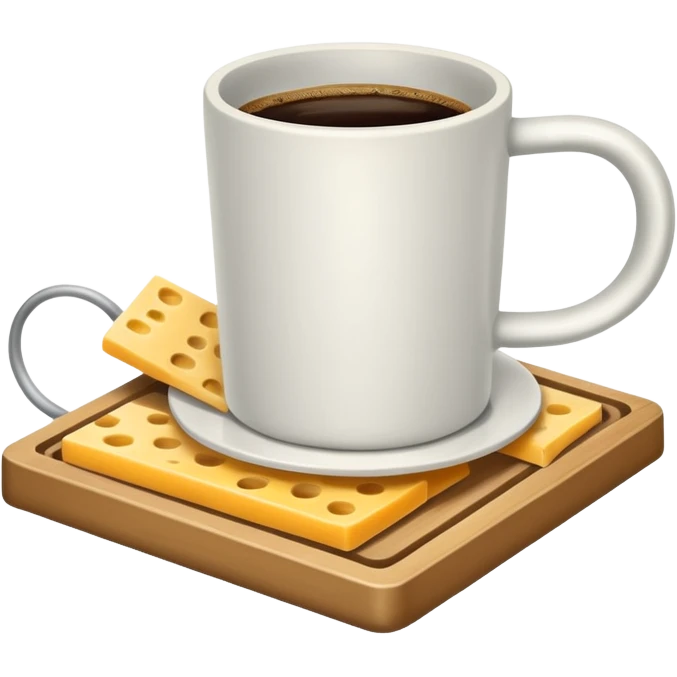 standard mouse trap with a coffee cup on the trap instead of cheese emoji