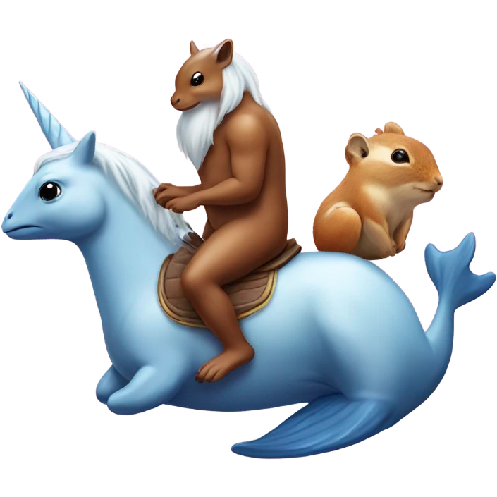 a whale and a squirrel riding a unicorn emoji
