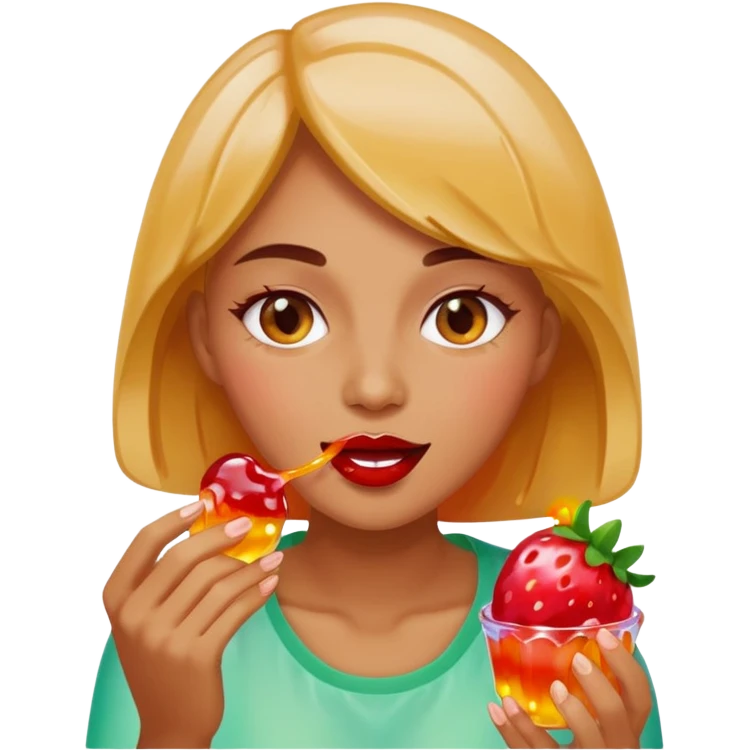 Woman eating yelly emoji