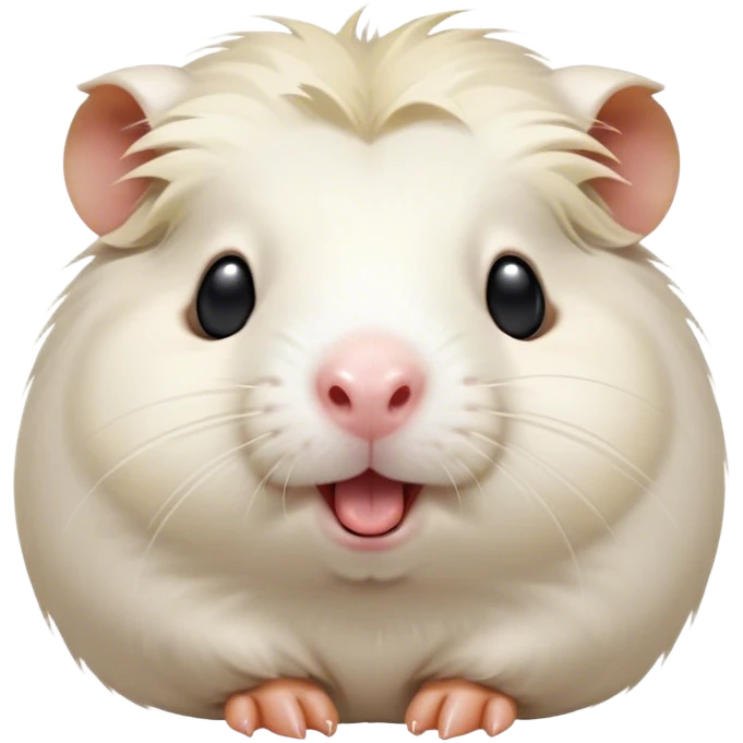 Cinematic Cute Yawning White Guinea Pig Portrait Emoji, Head tilted slightly with a dramatic, wide-open yawn, revealing a soft, downy white coat with tiny drooping ears, round dark eyes barely open in drowsy contentment, Simplified yet irresistibly adorable features, highly detailed, glowing with a soft, cozy glow, high shine, relaxed yet expressive, stylized with a touch of whimsy, bright and endearing, soft glowing outline, capturing the essence of a sleepy yet affectionate guinea pig, so drowsy it feels like it could stretch right out of the screen and curl up for a nap! emoji