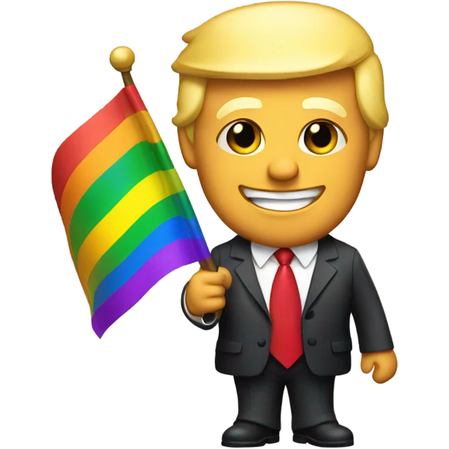 Trump holding rainbow flag  emoji