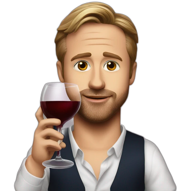 Ryan Gosling drinking wine emoji