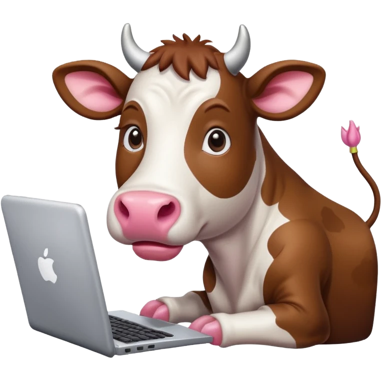 Cute cow using computer emoji