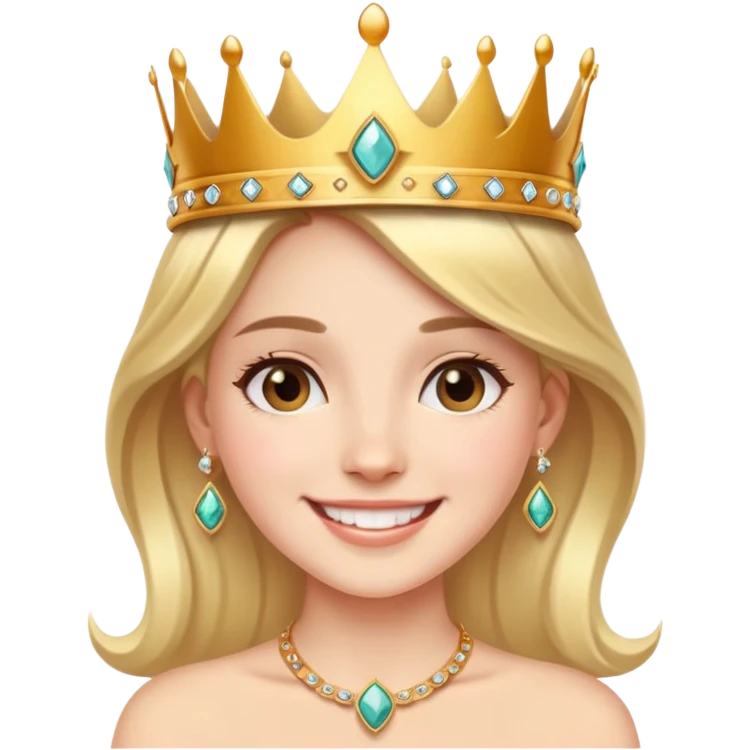 smiling girl outdoors with jewelry wearing a crown emoji