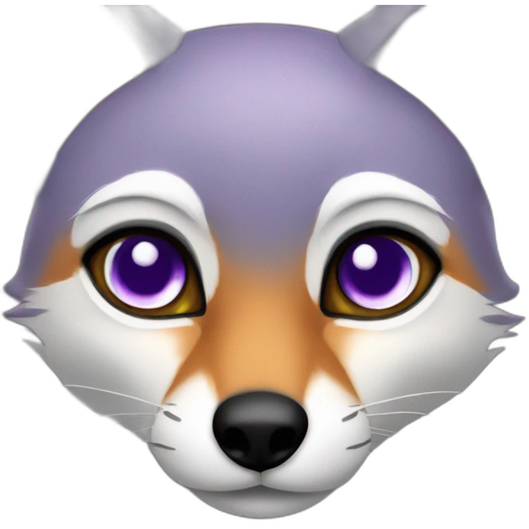 Gray fox, violet eyes. emoji