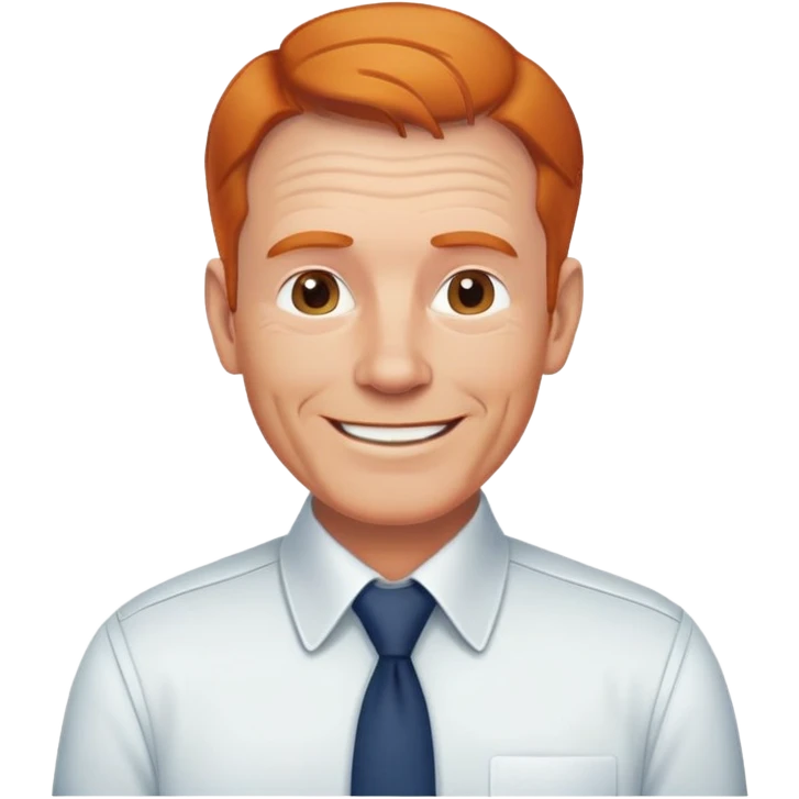 friendly older white man, receding ginger hair, fit, professional, smiling, with a collared shirt emoji