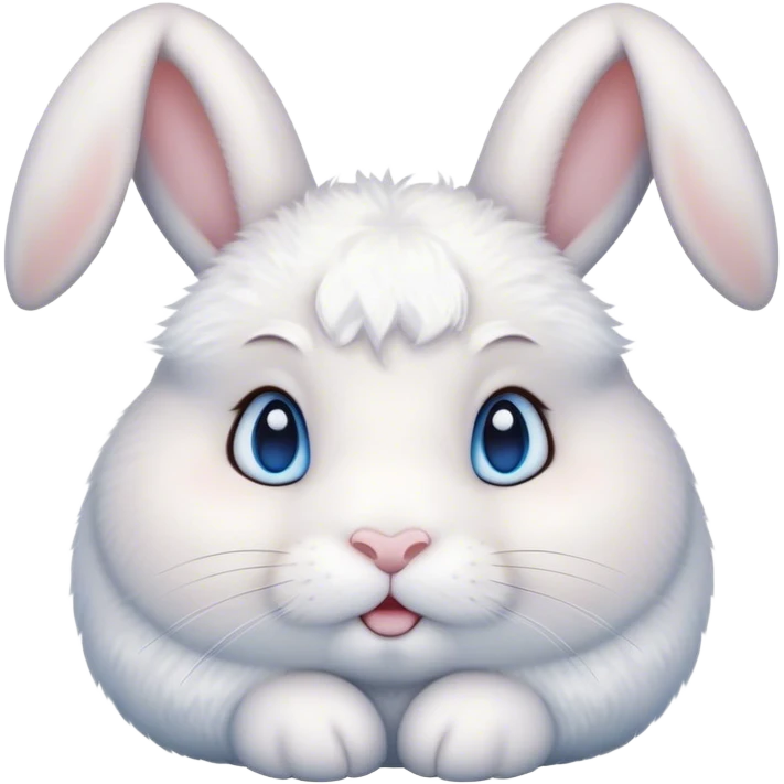 extremely cute fat bunny white blue eyes emoji