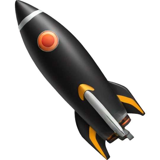 A black rocket that takes off, showing the symbol 0 emoji