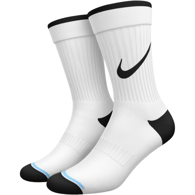 pair of white athletic socks with black swoosh logo emoji
