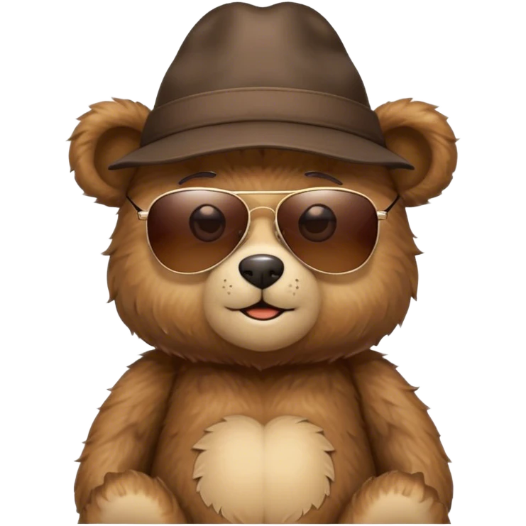 Teddy Bear with sunglasses and a hat and long hair emoji