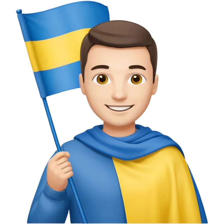 a Ukrainian man holding a Ukrainian flag emoji