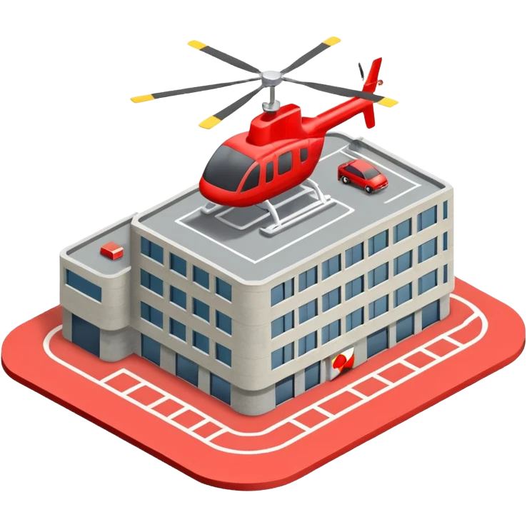 hospital isometric view building with heliport emoji