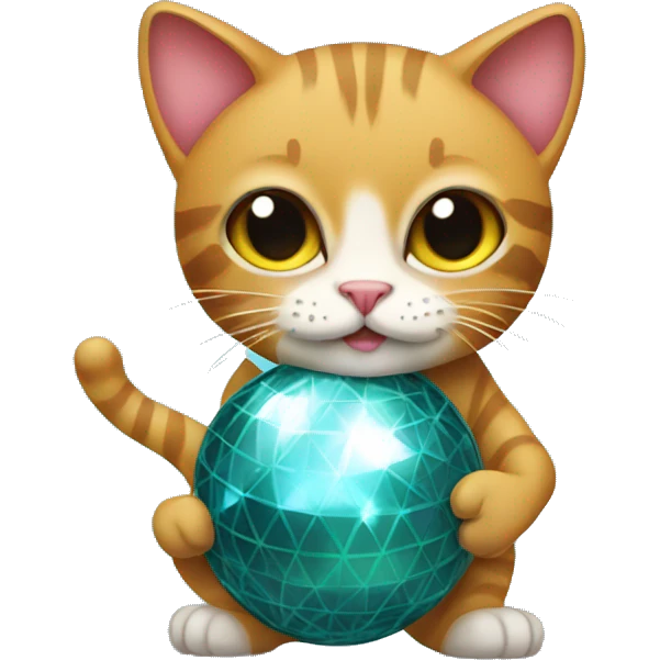 Cat holding disco ball emoji