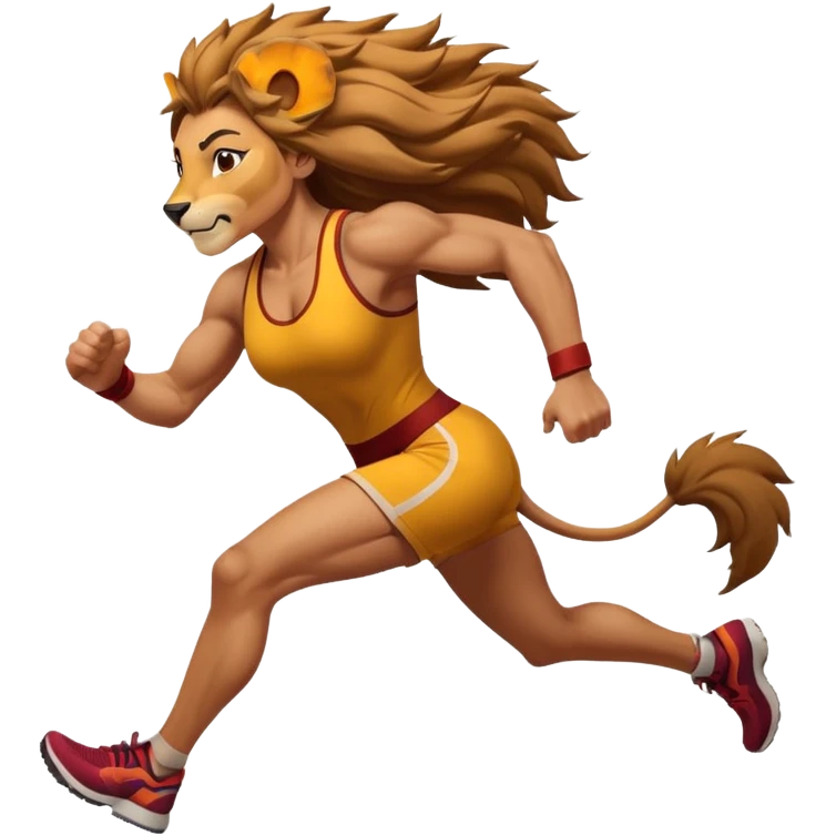 High resolution of a running women lion emoji