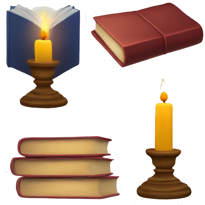 Books and a candle  emoji