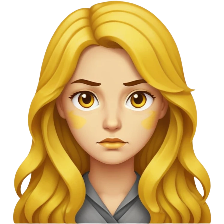 "- Nữ
- 30 tuổi
- Da vàng
- Tóc xoăn nhẹ màu nâu, dài 
- Mặt nghiêm túc
" emoji