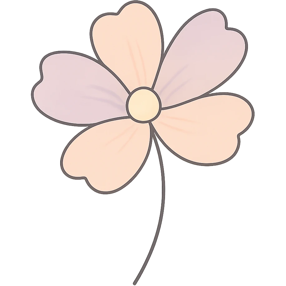A blooming flower with delicate petals in pastel colors, with gentle curves and minimalist stem. emoji