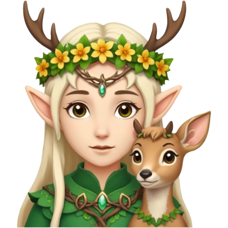 Cute Druid human like elf fawn with elf ears emoji