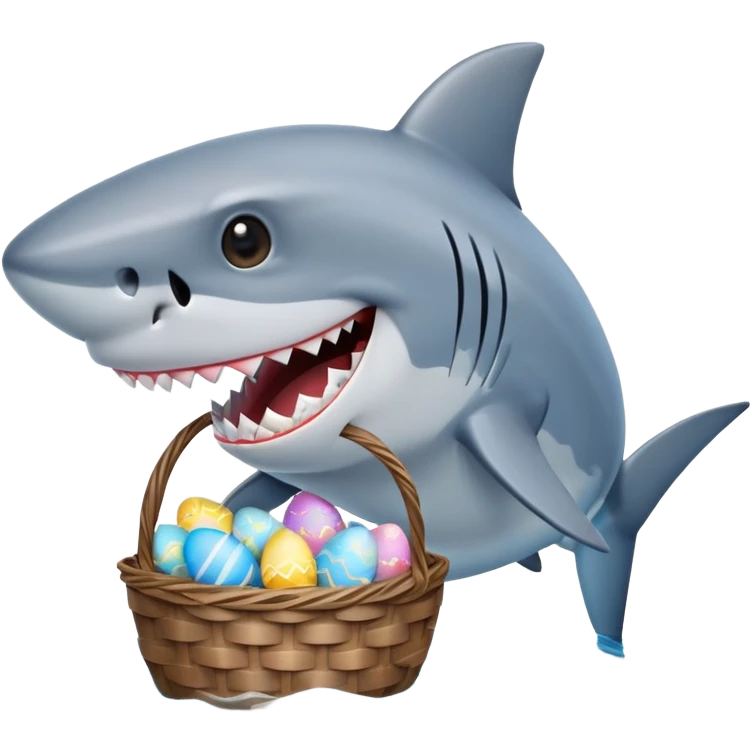 shark with an easter basket emoji