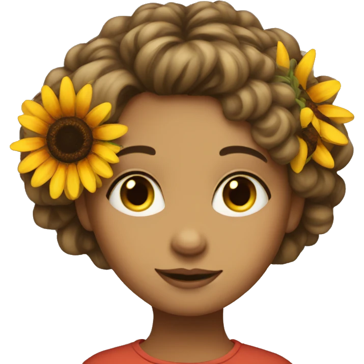 Girl with small red sunflower in her hair  emoji