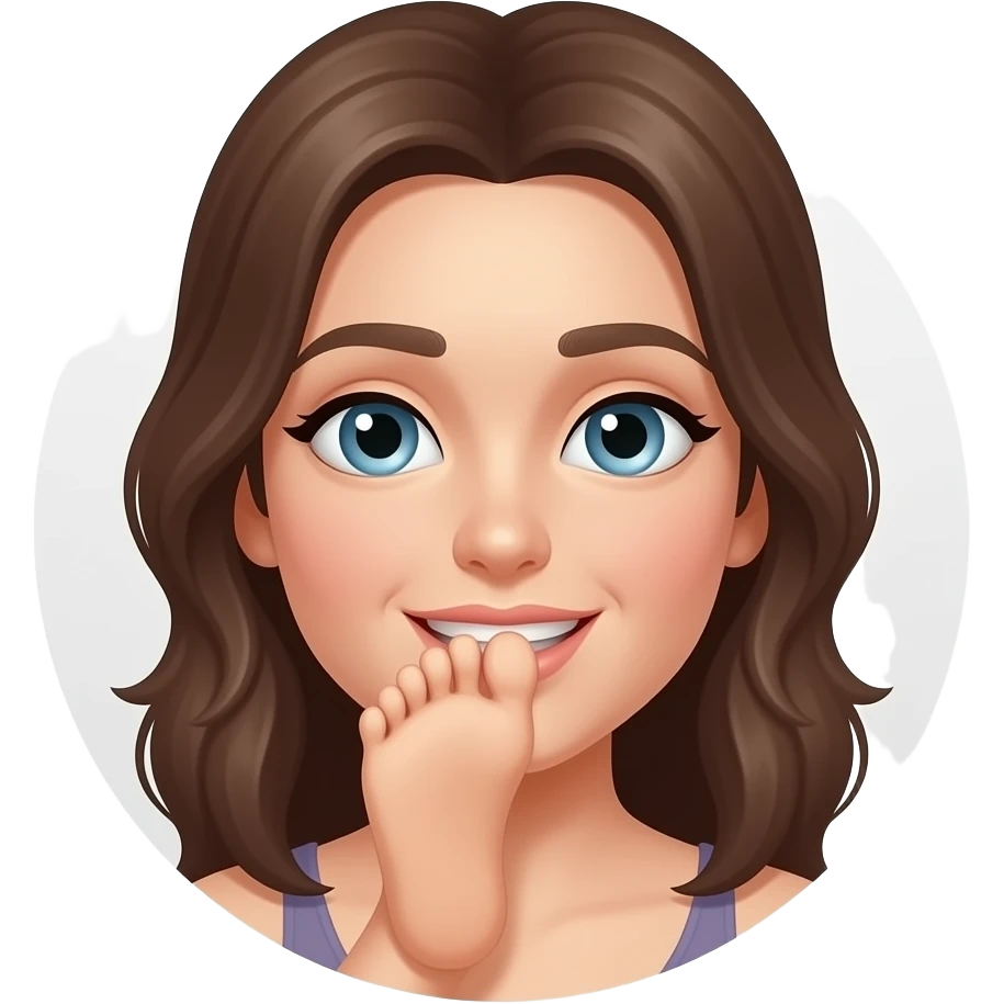 Blonde man with closed eyes bowed, licking soles of a brunette emoji