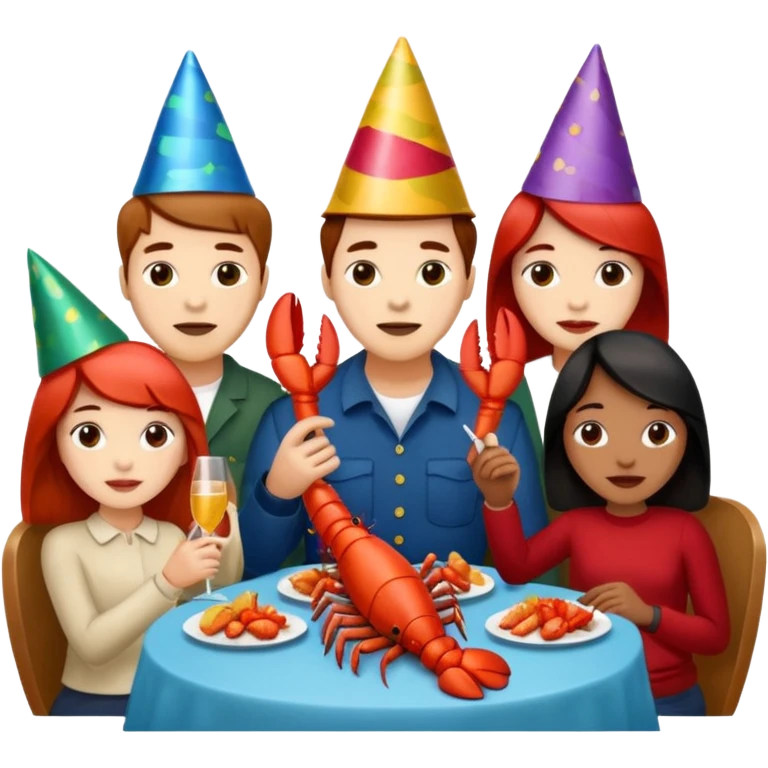200 people eating lobster at a family party emoji