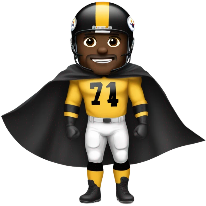 1970s Pittsburgh Steelers player in uniform with a cape  emoji