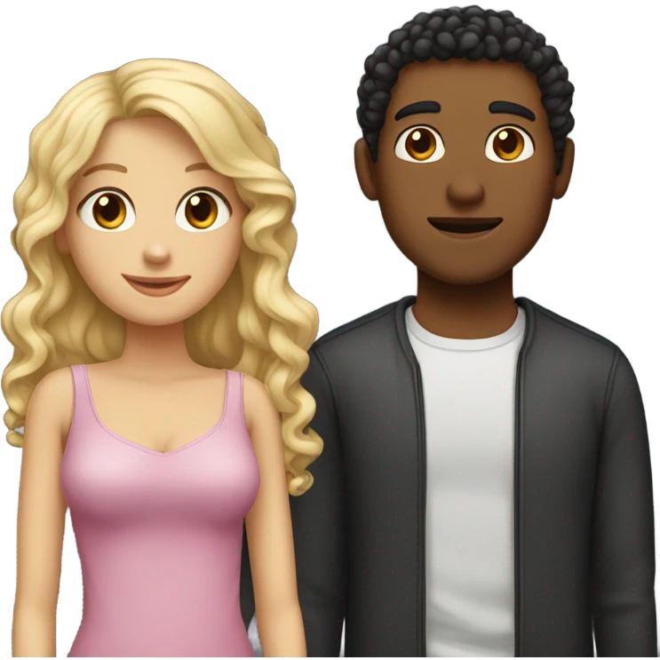 mixed boyfriend with curly dark brown hair and white girl friend with blond hair emoji