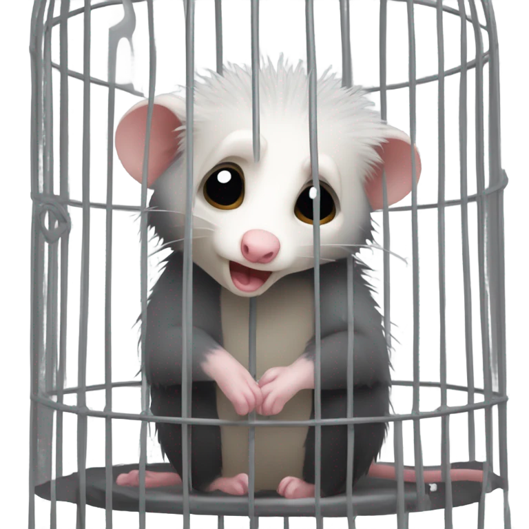 Sad Opossum in a cage emoji