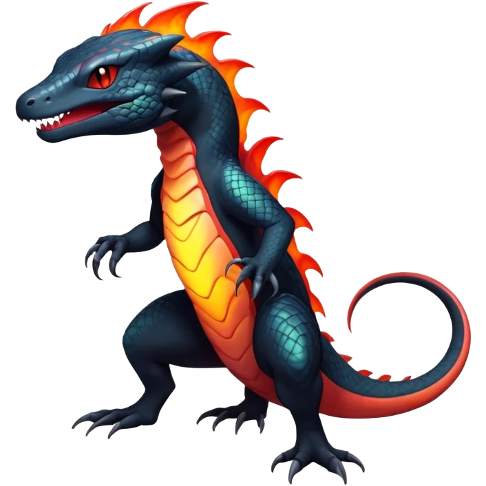 Colorful Dark Shiny Exotic Salandit-Quilava-Fakémon-hybrid-creature (full body)  emoji