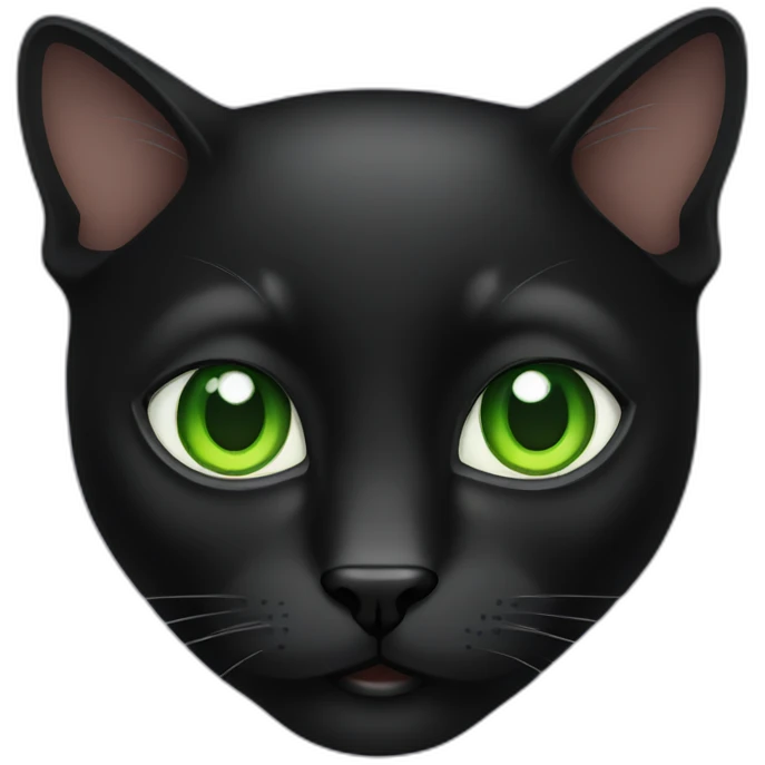 an adult black cat with green eyes emoji