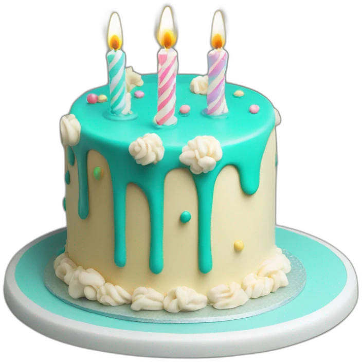 Birthday cake with word “Latona” in turquoise color emoji