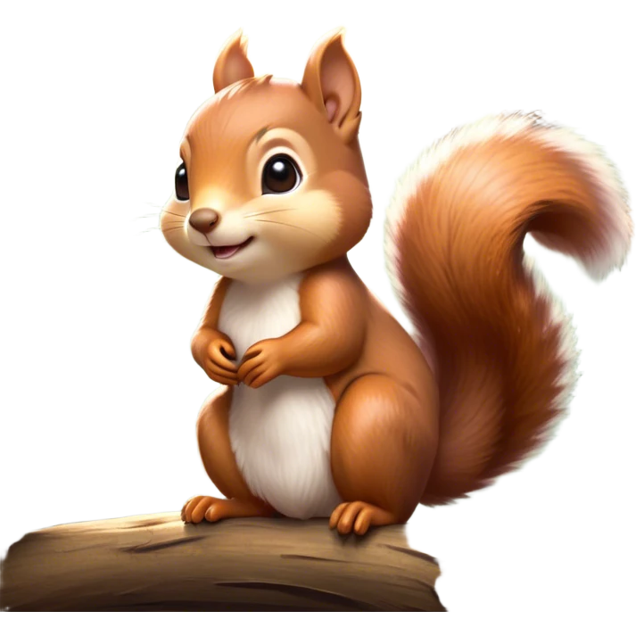 Cinematic Adorably Cute Squirrel Portrait Emoji, Perched with an alert, twinkling gaze and a playful tilt of its head, showcasing a small, nimble body with a bushy tail and delicate whiskers, Simplified yet irresistibly adorable features, highly detailed, glowing with a warm, sunlit glow, high shine, energetic and sprightly, stylized with an air of woodland whimsy, soft glowing outline, capturing the essence of a joyful squirrel that appears ready to scamper out of the screen with boundless charm! emoji