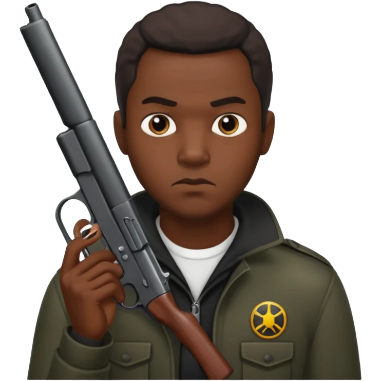 black thug with gun emoji