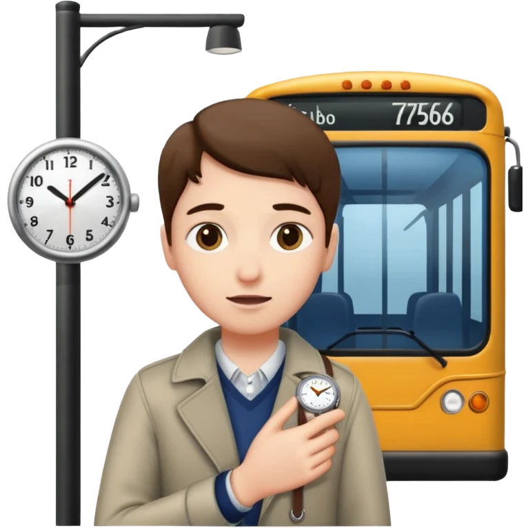 person looking at a watch at a bus stop emoji