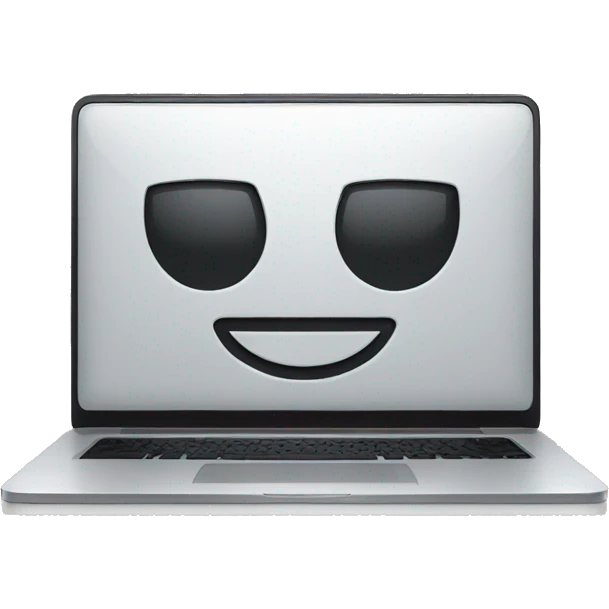 A laptop with a smiley face emoji