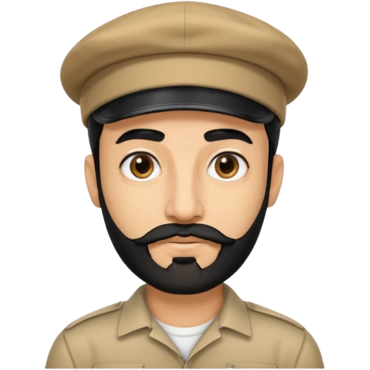 arabic streamer man with short black beard, short black mustache, black eyebrows, and a cap emoji