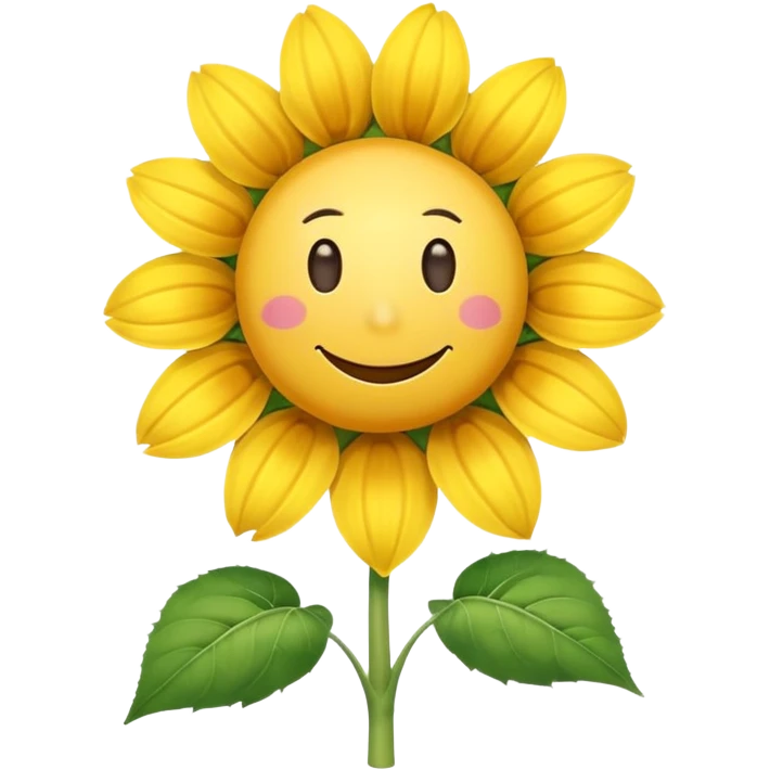 make a sunflower with a white disc in the middle with a smiley face, make it have 6 yellow petals and remove the cheeks nose and eyebrows emoji