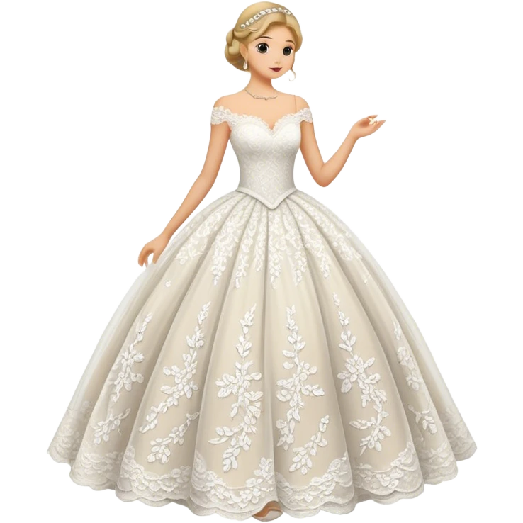 white lace ballgown emoji